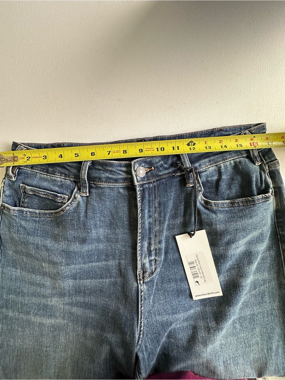 High-Waist Straight Leg Jeans in Washed Dark Blue - Picture 7 of 10